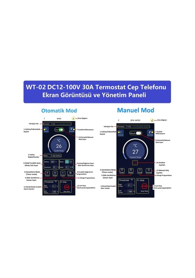 Yate10 Smart Wifi Dc12-100v 30a Güneş Panel Termostat/ Timer