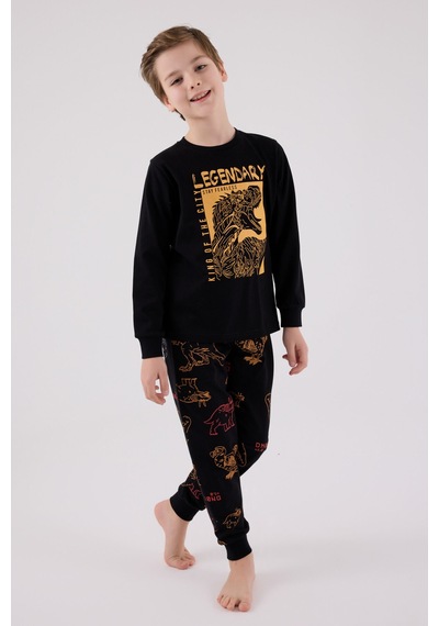 Rolypoly Erkek Çocuk Siyah Pijama Takımı Rp3671-c-v1