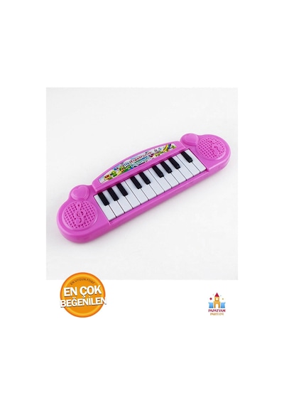 Pilli Türkçe Sesli Müzikli Eğitici Çocuk Oyuncak Piyano Müzikler Notalar İle Müzik Dersi Pembe Renk