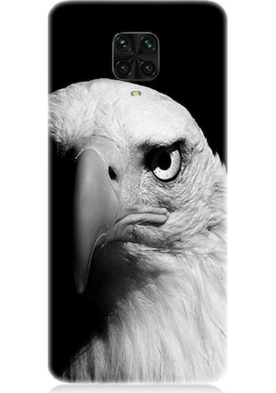 Xiaomi Redmi Note 9 Pro Uyumlu Silikon Kılıf Siyah Beyaz Kartal Başı