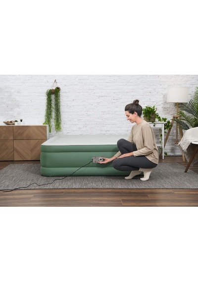 Bestway 69646 Toughlite Tpu Çift Kişilik Dahili Pompalı Şişme Yatak 2.03m X 1.52m X 46 Cm Yeşil