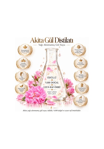 Akita Doğal Yağı Alınmamış Gül Suyu 3 x 250 ML