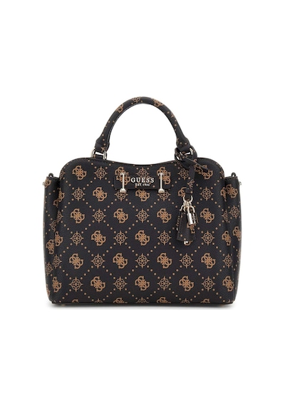 Guess Kadın Kilit Aksesuarlı Monogram Desenli El Çantası - Kahverengi Kahverengi
