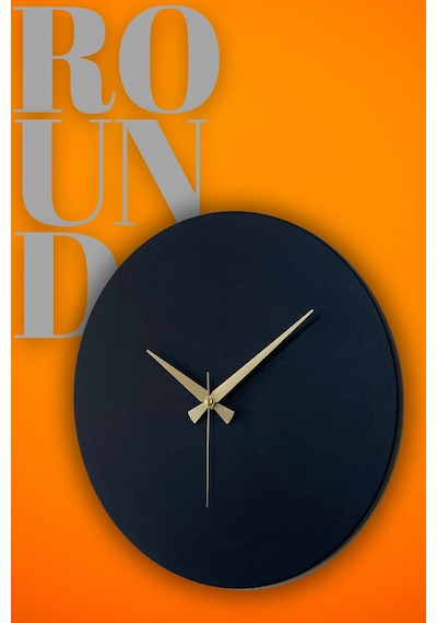 Round Model Modern Metal Sıvama Akar Sessiz Mekanizmalı Duvar Saati 40 40 Cm Siyah
