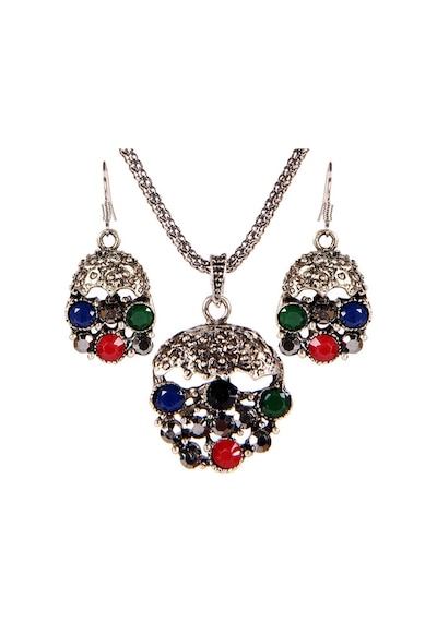 Tkly01703 Osmanlı Serisi Salkım Kolye Küpe Set Çok Renkli