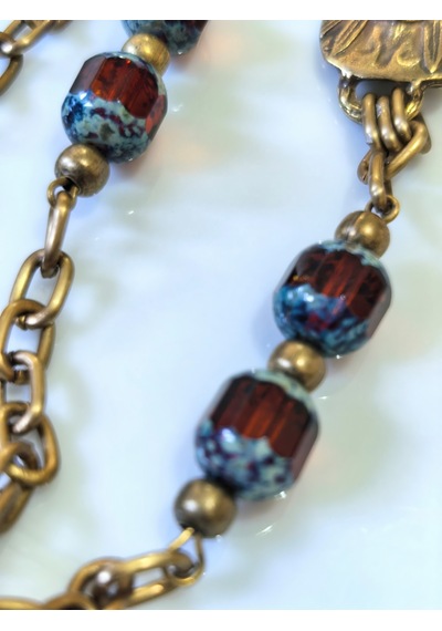 Etnik Figürlü Antik Gold Gözlük Zinciri Kristal Taşlı -thınblack Antik Altın