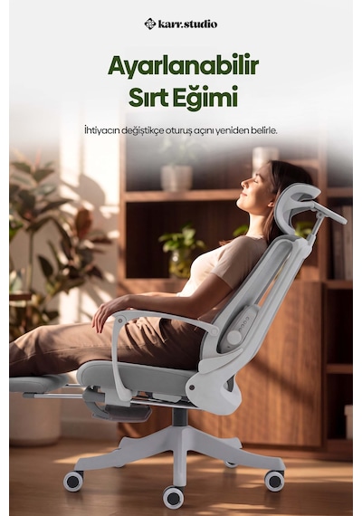 Yatomi Masajlı Ergonomik Çalışma Sandalyesi - Gri