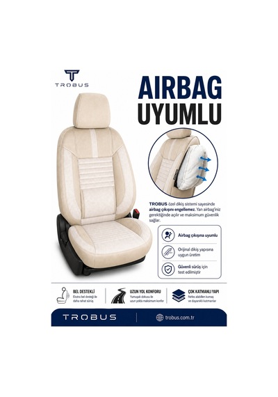 Volvo V40 2012-2019 Uyumlu Apex Serisi Bej Oto Koltuk Kılıfı