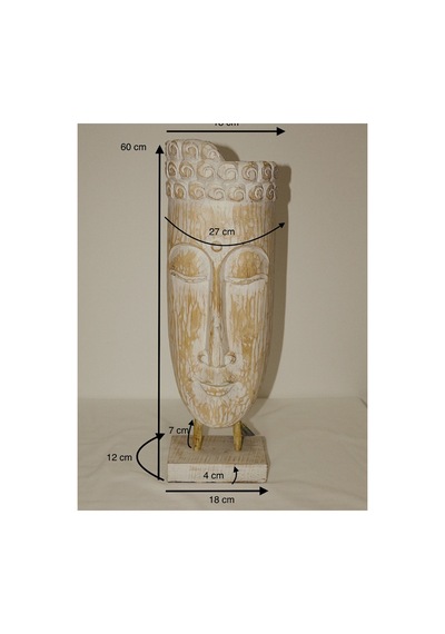 Ahşap Dekoratif Büyük Buda Mask 60cm Albızıa Wood