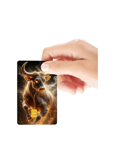 Boğa Burcu Temalı Parlak Kredi/banka Kart Kaplama Sticker Standart