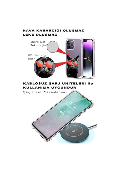 Samsung Galaxy S23fe İle Uyumlu Kedi 4 Baskılı Şeffaf Köşe Korumalı Antişok Kılıf