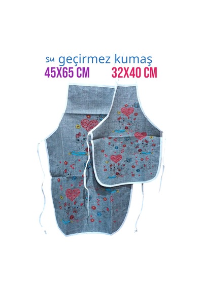 2'li Anne Kız Mutfak-boyama Önlüğü Seti Su Geçirmez Kumaş 32x40 Ve 45x65 Cm Ebatlar