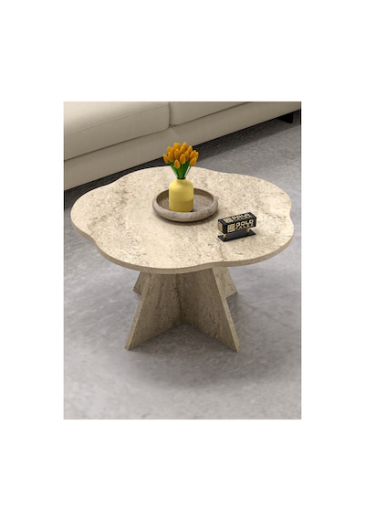Çiçek Orta Sehpa Bej 70 Cm Çok Renkli