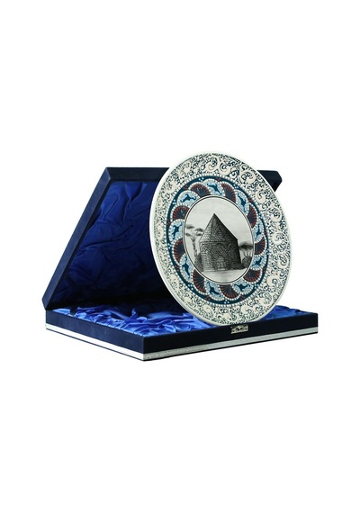 E38 El İşçiliği Çini Tabak Kümbet 25 Cm - 6415