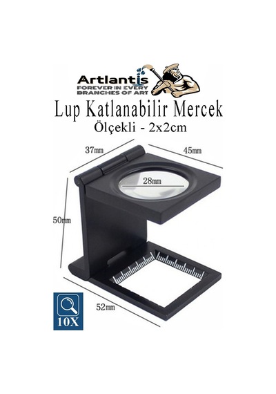 Lup Büyüteç Mercek 2x2 Cm 1 Adet 10x Büyütmeli Plastik Katlamalı Lup Optik Mercek Tekstil Kumaş İplik Katlanabilir