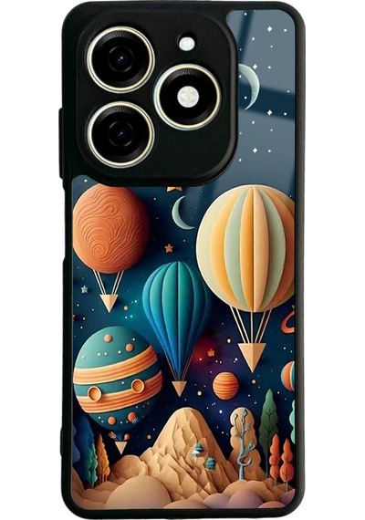 Tecno Spark 20c Astral Balonlar Tasarımlı Glossy Telefon Kılıfı Siyah