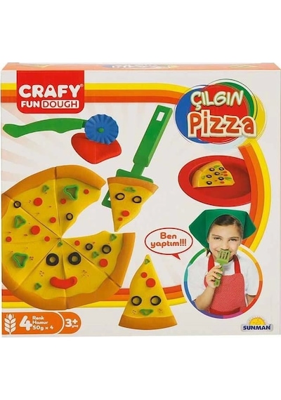 Crafy Çılgın Pizza Oyun Hamuru Seti 200 G 10 Parça Çok Renkli