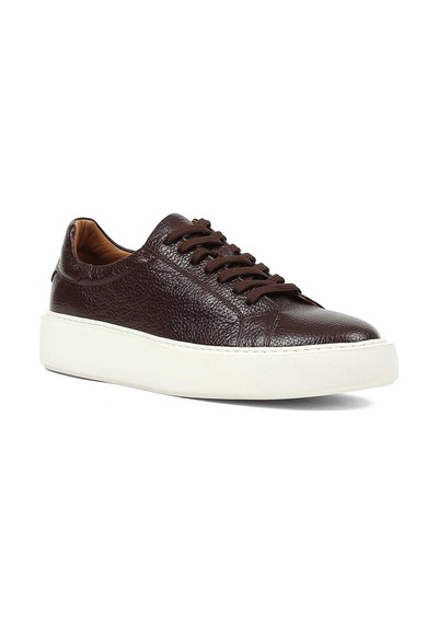Erkek Kahverengi Kalın Tabanlı Deri Sneaker