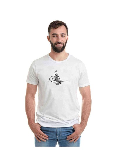 Tuğrası Ottoman Tughra Osmanli Tugrasi Logo Baskılı Beyaz Erkek