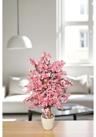 Yapay Çiçekçiniz Yoğun Yapraklı 60 Cm Yapay Sakura Bahar Dalı Ağacı pembe