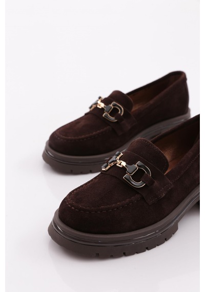 Dgn 5587 Kadın Loafer Ayakkabı Kahve Süet