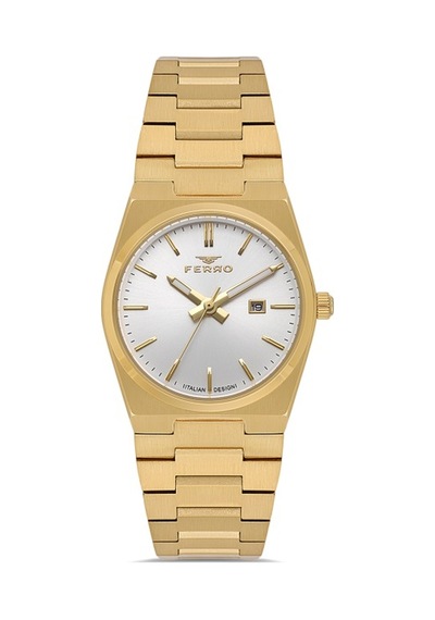 Ferro Fl21495a-b Quartz Çelik Altın Rengi Beyaz Kadran 32 Mm Kadın Kol Saati Altın