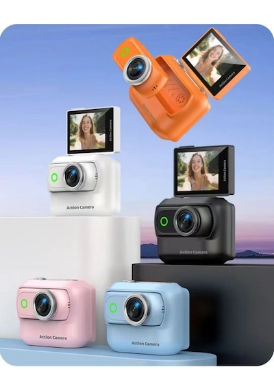 1080p Dijital Video Kamera 32gb Kart Dijital Vlog Fotoğraf Makinesi Türkçe Turuncu