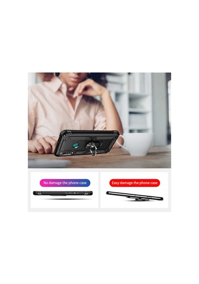 Huawei Y9 Prime 2019 Kılıf Sert Silikon Yüzüklü Stand Özellikli Kapak