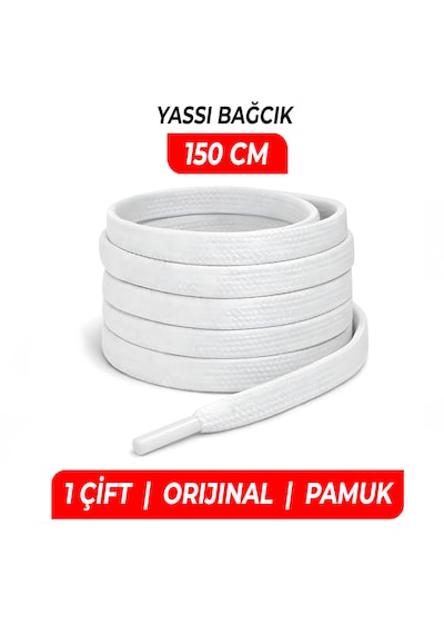 Wonkey Yassı Sneakers Spor Ayakkabı Bağcığı , Düz Bağcık , Yüksek Kaliteli Bağ, Spor Ayakkabılar İçin Premium Pamuk Bağı, Kaliteli Bağcık 1 Çift Beyaz