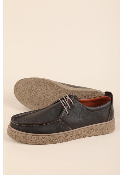 Gondol Erkek Hakiki Deri Casual Derby Ayakkabı Moc-toe Cz.102 Kahverengi