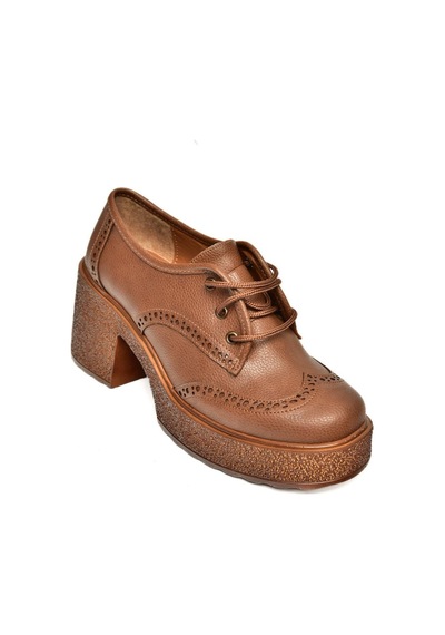 Fox Shoes T996157009 Taba Kalın Topuklu Kadın Ayakkabı Taba