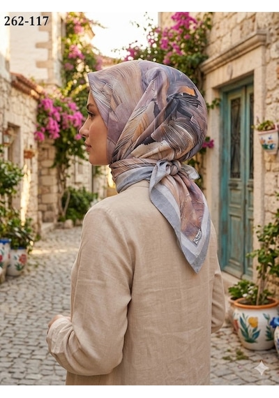 Moonscarfs Moonscarf Desenli Bambu Pamuk Eşarp 262-117 Çok Renkli