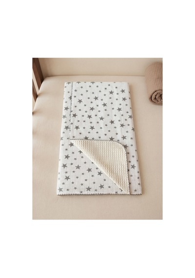 %100 Pamuk Bebek Battaniyesi Pikeli 100x100 Gri