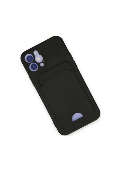 Apple İphone 12 Kılıf Kelvin Kartvizitli Silikon - Siyah Çok Renkli