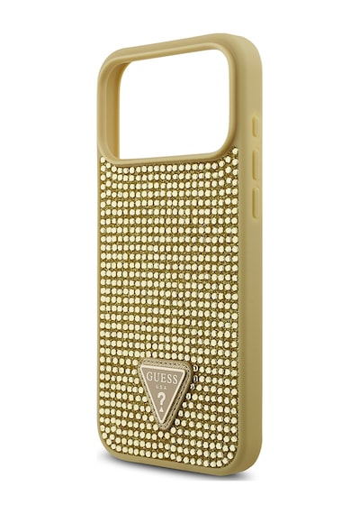Apple Uyumlu iPhone 17 Pro Max Kılıf Guess Lisanslı Taşlı Arka Yüzey Üçgen Logolu Kapak Gold Gold