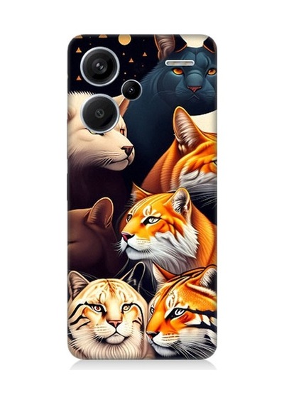 Xiaomi Redmi Note 13 Pro Plus Uyumlu Renki Kedi Türleri Desenli Silikon Kılıf