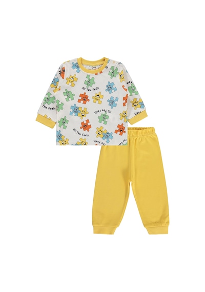 Civil Baby Puzzle Baskılı 6-18 Ay Pijama Takımı - Sarı