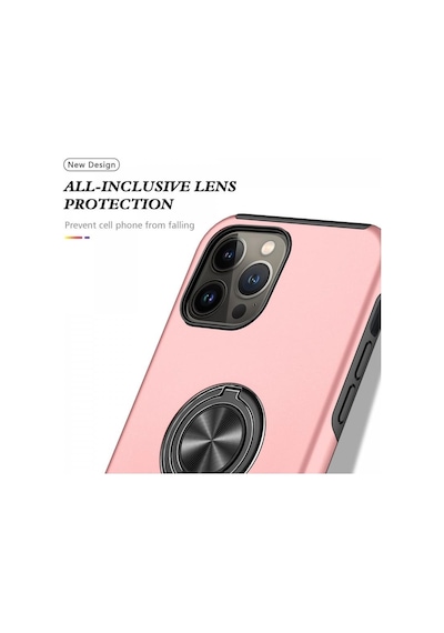 Apple iPhone Uyumlu 13 Pro Kılıf Elit Yüzüklü Kapak - Pembe Diğer