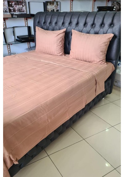 Satin Kinox Armürlü Çift Kişilik Nevresim Takımı Kahverengi Kahverengi