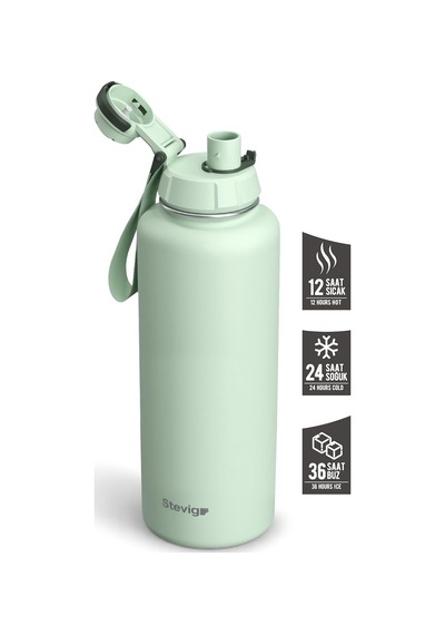 1 Hand Leak-proof Sızdırmaz Çelik Termos 1500 Ml Smoke Green St-256 Çok Renkli
