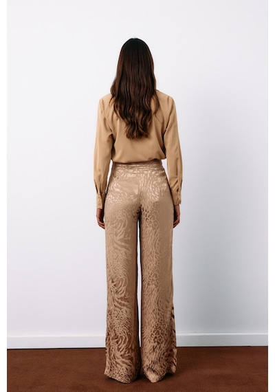 Sateen Desenli Saten Pantolon - Vizon-134957 Vizon
