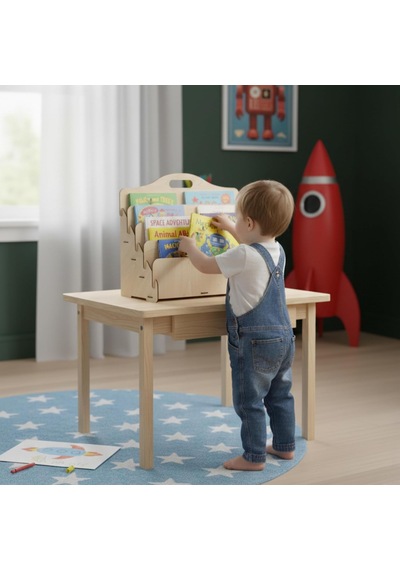 Carry Montessori 4 Raflı Ahşap Mini Kitaplık -çocuk Odası Kitaplık - Çocuk Kitaplığı - Bebek & Çocuk Odası İçin Mini Kitaplık- Çocukların Kolay Erişebileceği Kitaplık - Akçaağaç Diğer