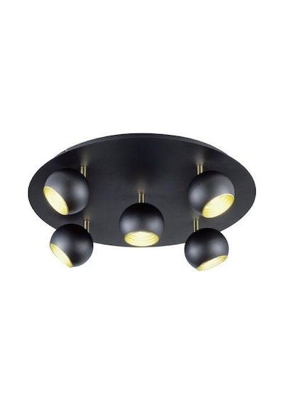 Rsylight Metal Modern 5 Li Yuvarlak Siyah Led Spot Avize Günışığı Ampullü Siyah