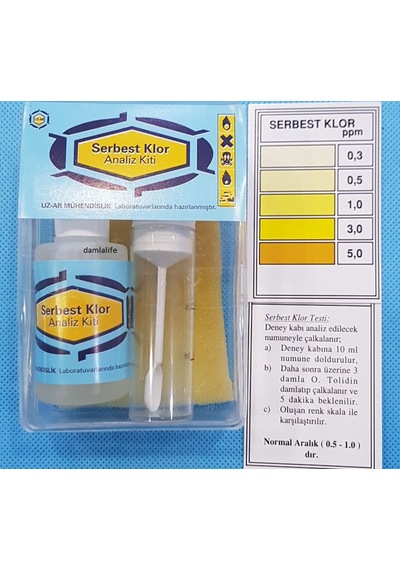 Su Test Analizi Serbest Klor Kiti Klor Analizi 0.1 Ppm 5 Ppm