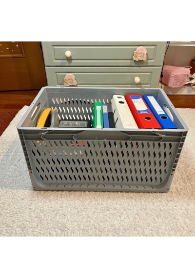 Alpbx Delikli Gri Plastik Kasa 60x40x32 Cm - Sepet 65 Litre