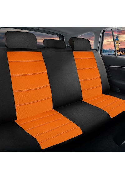 Minderland K1 - Dacia Duster İle Uyumlu Koltuk Kılıfı, Tam Takım/turuncu-siyah