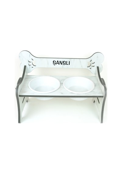 Köpek Su Ve Mama Kabı Standı-özel İsim Baskılı-suya Dayanıklı-beyaz Cdf- Beyaz Seramik Kase-2 1000ml