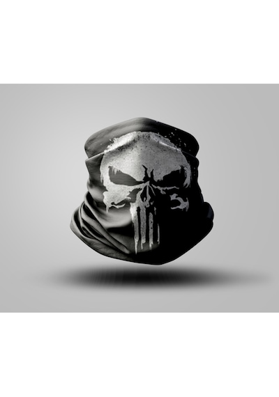 Buffalo The Punisher Tasarımlı Motorcu Buff Maske Outdoor Boyunluk Unisex Bandana Siyah