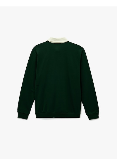 Koton Düğmeli Polo Yaka Uzun Kollu Sweatshirt Yeşil 6wam70082mk Yeşil