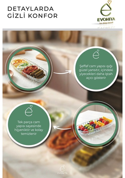 4 Lü Cam Kayık Sunum Tabağı Şeffaf Servis Tabağı Kahvaltılık Meze Çerez Tabak Oval Şık